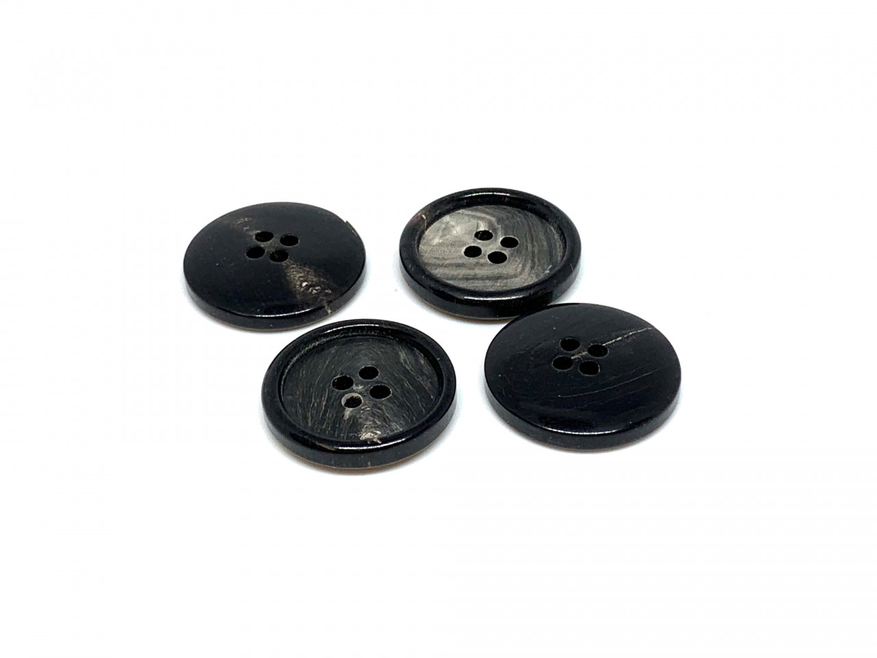 NANZU 20 PZ 15/20/23/25 MM Nero Banale Grandi Bottoni In Corno Reale Set Completo 100% Bottoni In Corno Di Bufalo Cappotto 4 Fori Bottoni Rotondi Per